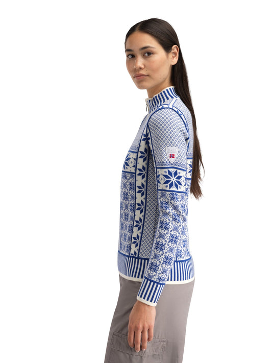Dale of Norway VardĂĄsen Feminine Sweater Offwhite Ultramarine