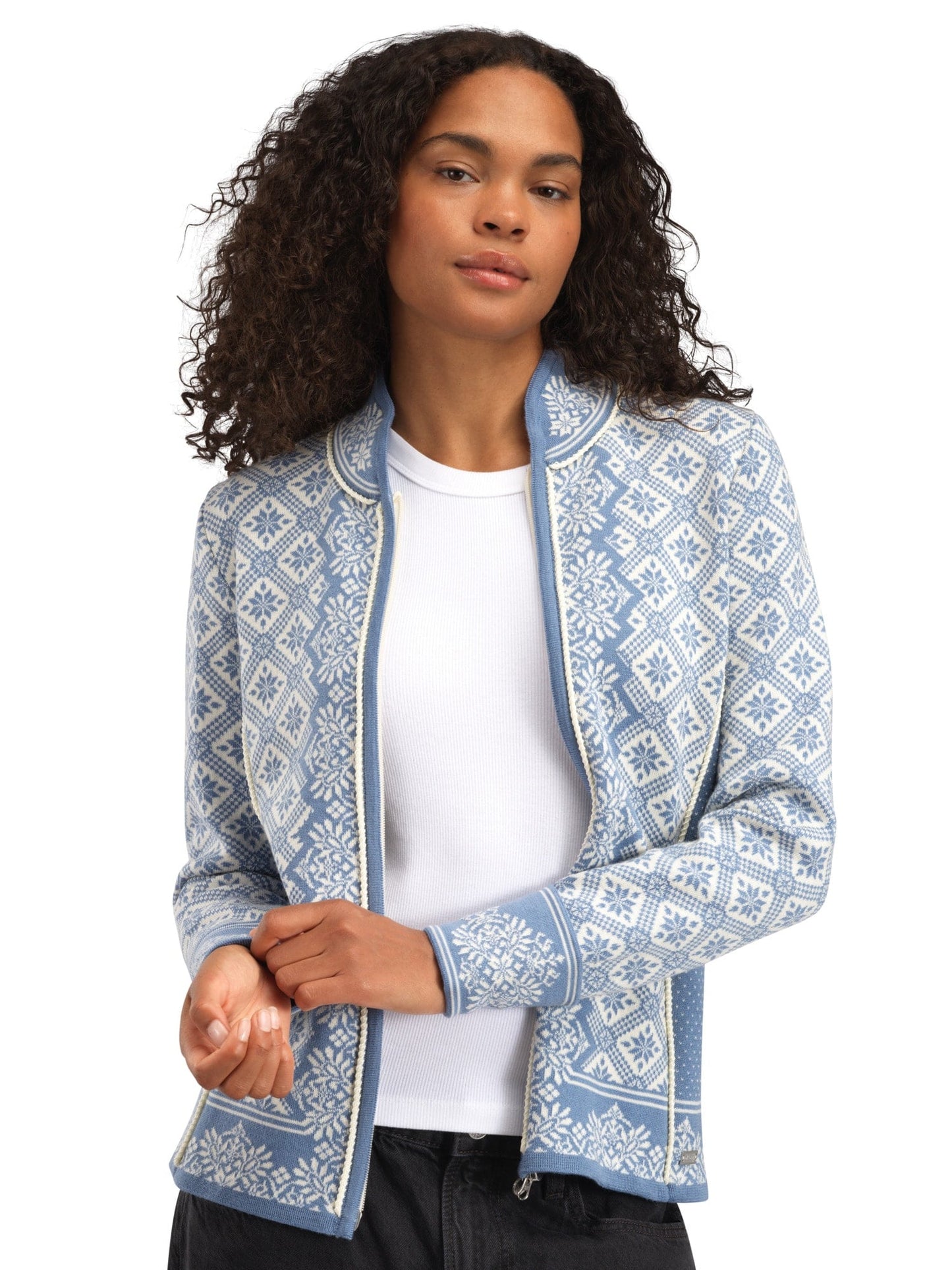 Dale of Norway Christiania Women's Jacket - Merino Wool BlueShadow OffWhite