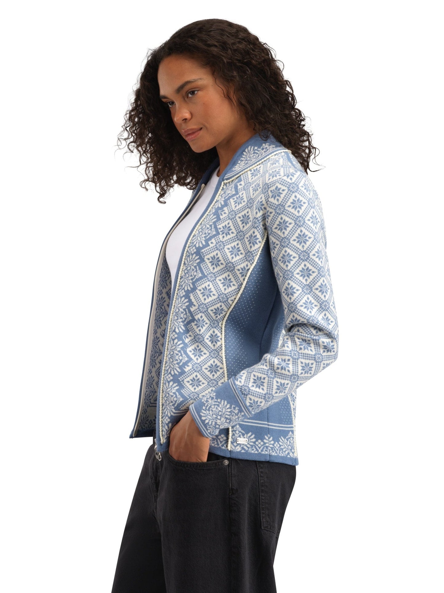 Dale of Norway Christiania Women's Jacket - Merino Wool BlueShadow OffWhite
