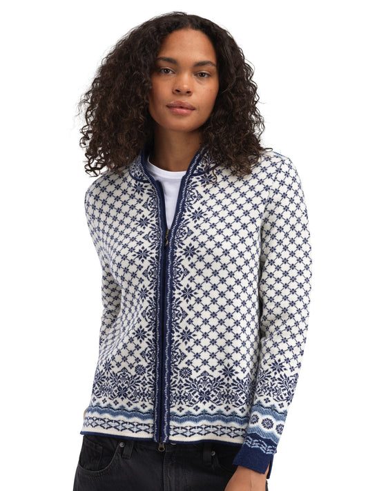 Dale of Norway Solfrid Women’s Jacket - Merino Wool OFFWHITE ELECTRICSTORM NAVY