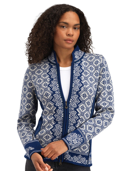 Dale of Norway Christiania Women's Jacket - Merino Wool Atlantic Mel Off-white