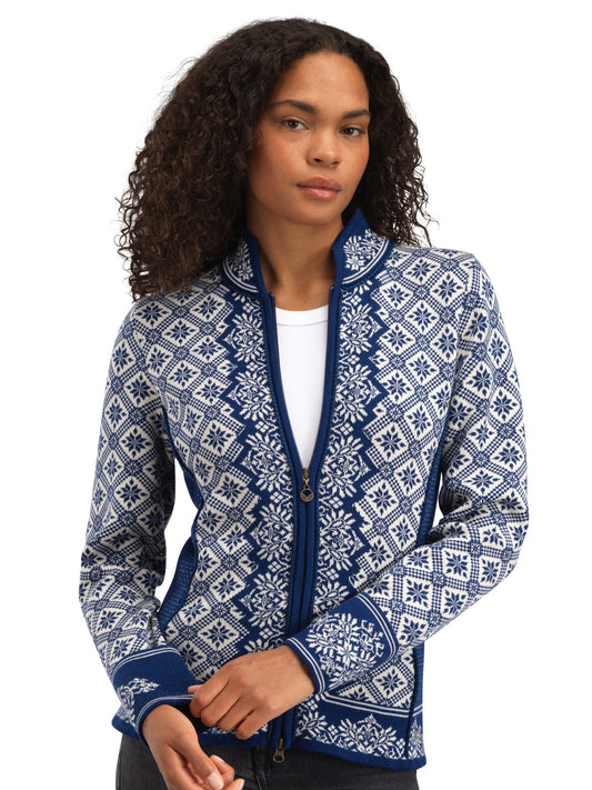 Dale of Norway Christiania Women's Jacket - Merino Wool Atlantic Mel Off-white