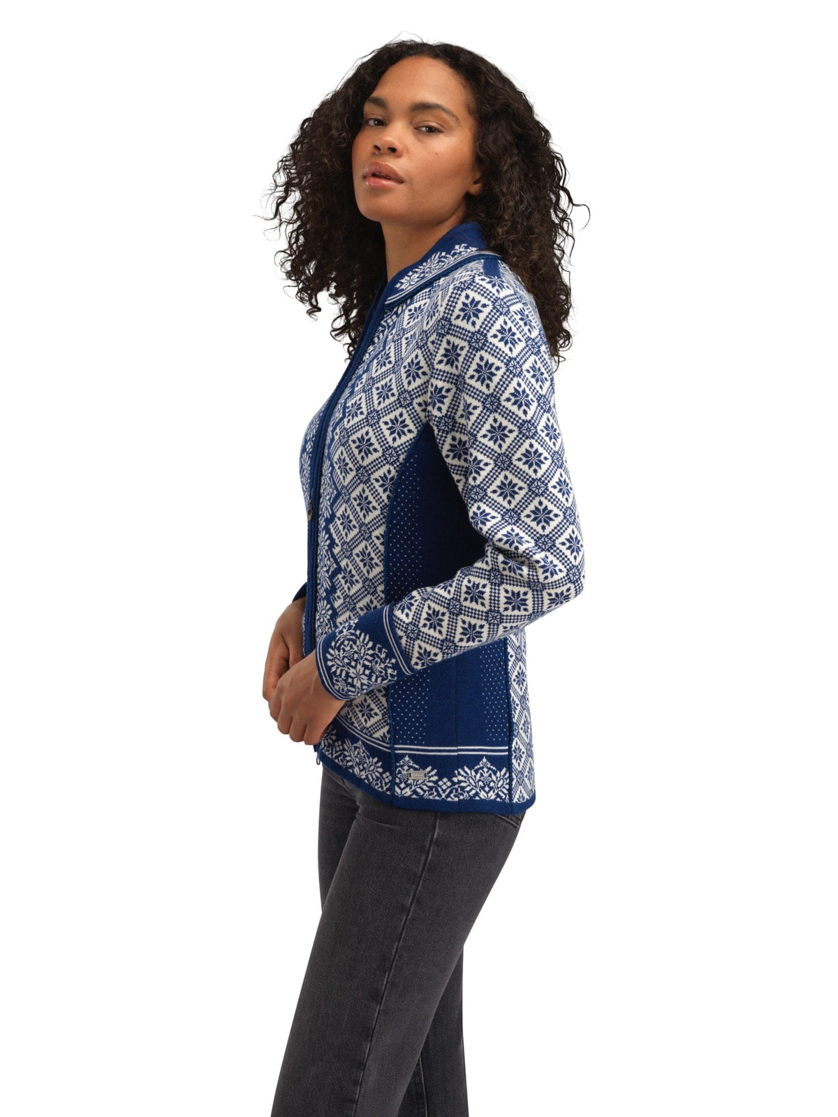 Dale of Norway Christiania Women's Jacket - Merino Wool Atlantic Mel Off-white