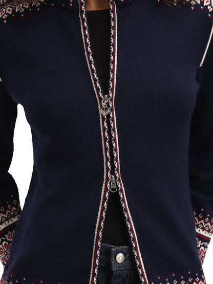 Dale of Norway 140th Anniversary Women’s Wool Jacket  NAVY RED ROSE OFF WHITE
