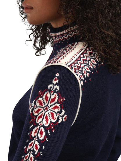 Dale of Norway 140th Anniversary Women’s Wool Jacket  NAVY RED ROSE OFF WHITE