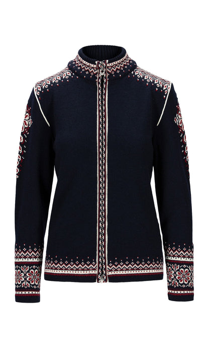 Dale of Norway 140th Anniversary Women’s Wool Jacket  NAVY RED ROSE OFF WHITE