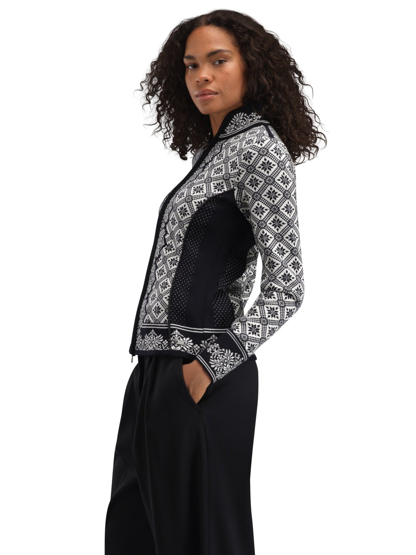 Dale of Norway Christiania Women's Jacket - Merino Wool Black Off-white