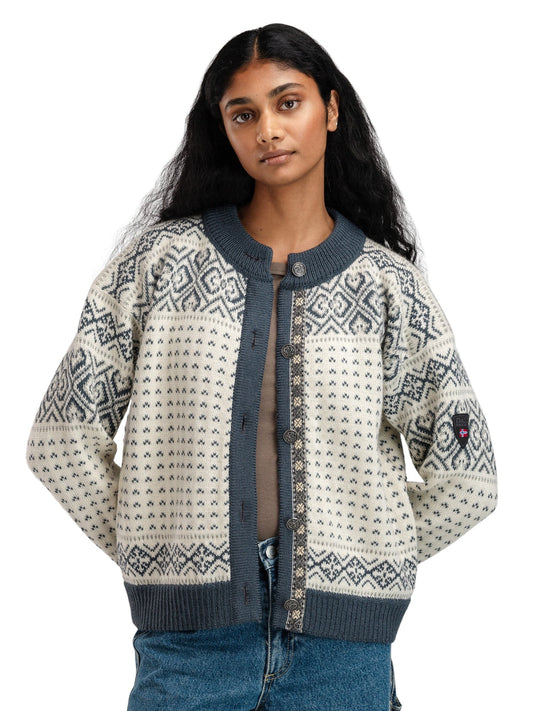 Dale of Norway Hannah Fem. Cardigan Offwhite Steel Lightcharcoal