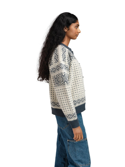 Dale of Norway Hannah Fem. Cardigan Offwhite Steel Lightcharcoal