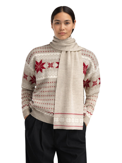 Dale of Norway Garmisch Scarf Sand Mel. Off White Red Rose