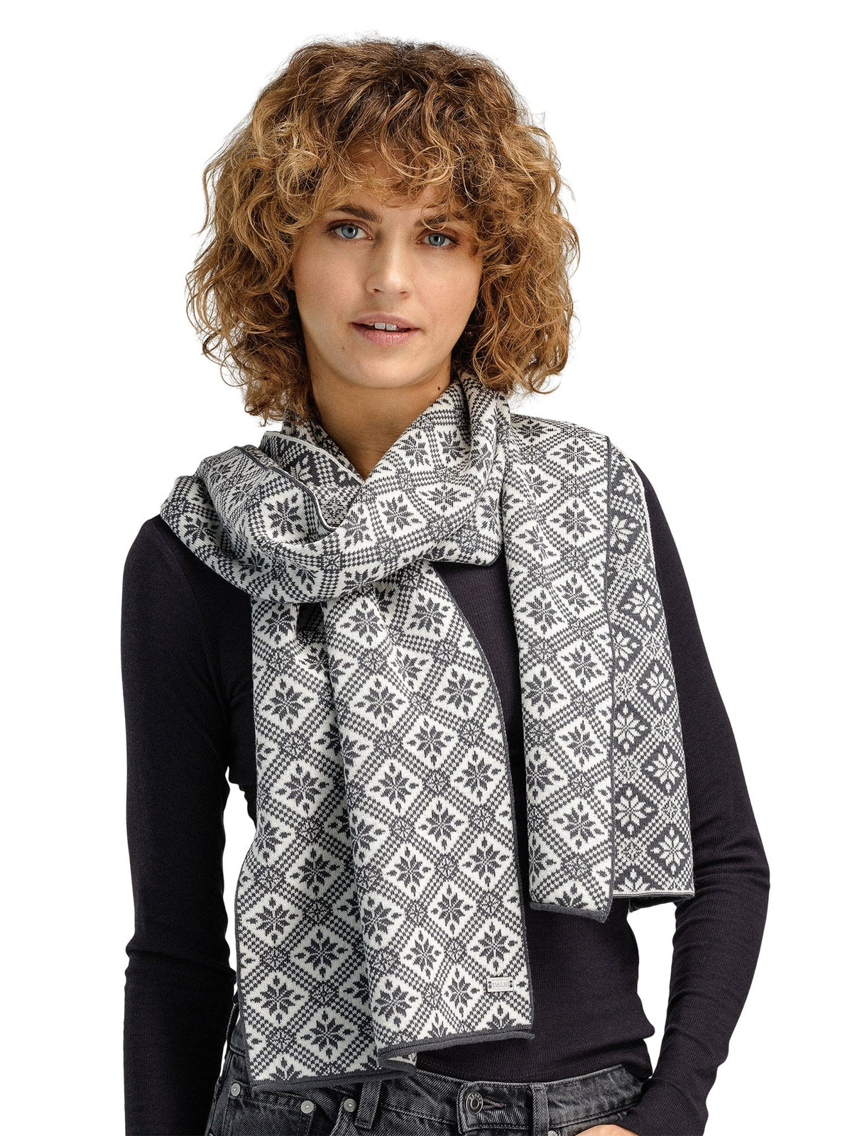 Dale of Norway Christiania Women's Scarf - Merino Wool Grey Offwhite
