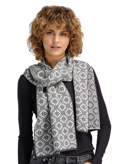 Dale of Norway Christiania Women's Scarf - Merino Wool Grey Offwhite
