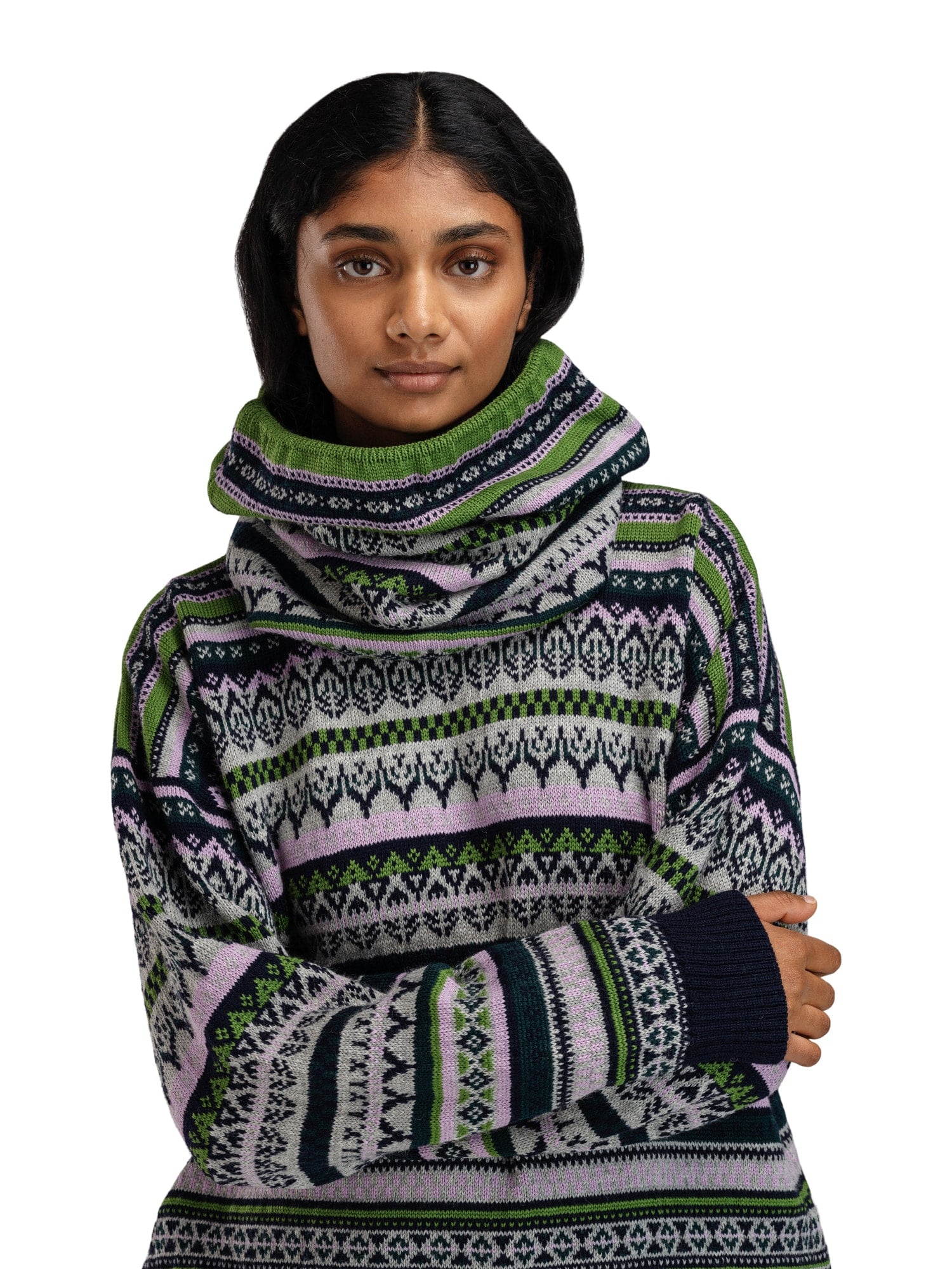 Dale of Norway Utsira tubular scarf Marine Pinegreen Lightcharcoal