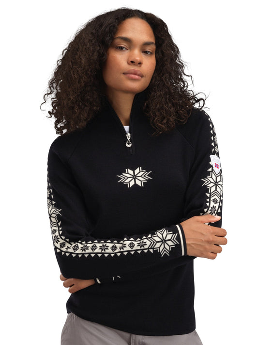 Dale of Norway Geilo Women’s Sweater - Merino Wool BLACK OFFWHITE