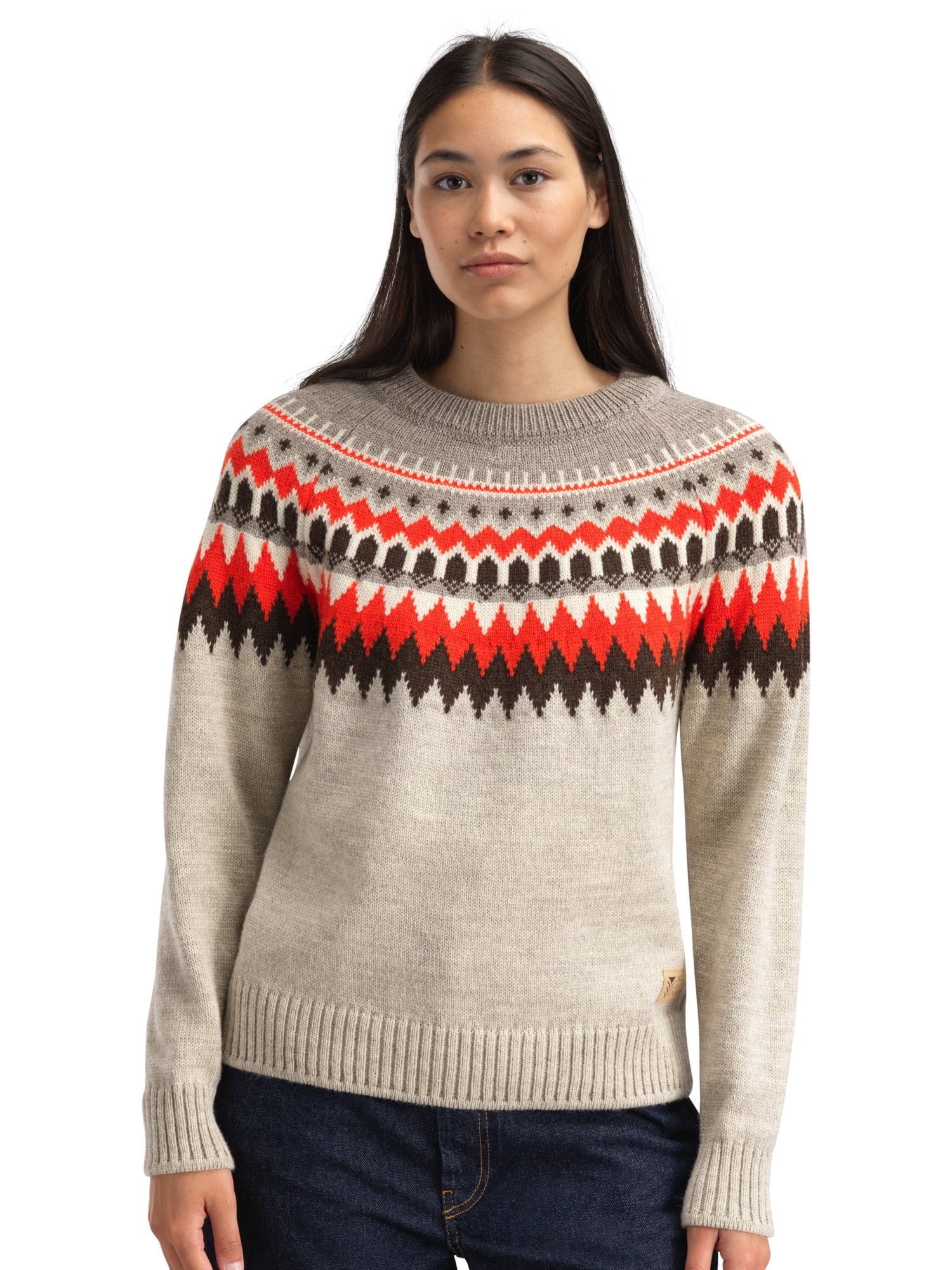 Dale of Norway Losna Women's Sweater Birch Melange Coffee Roth Red