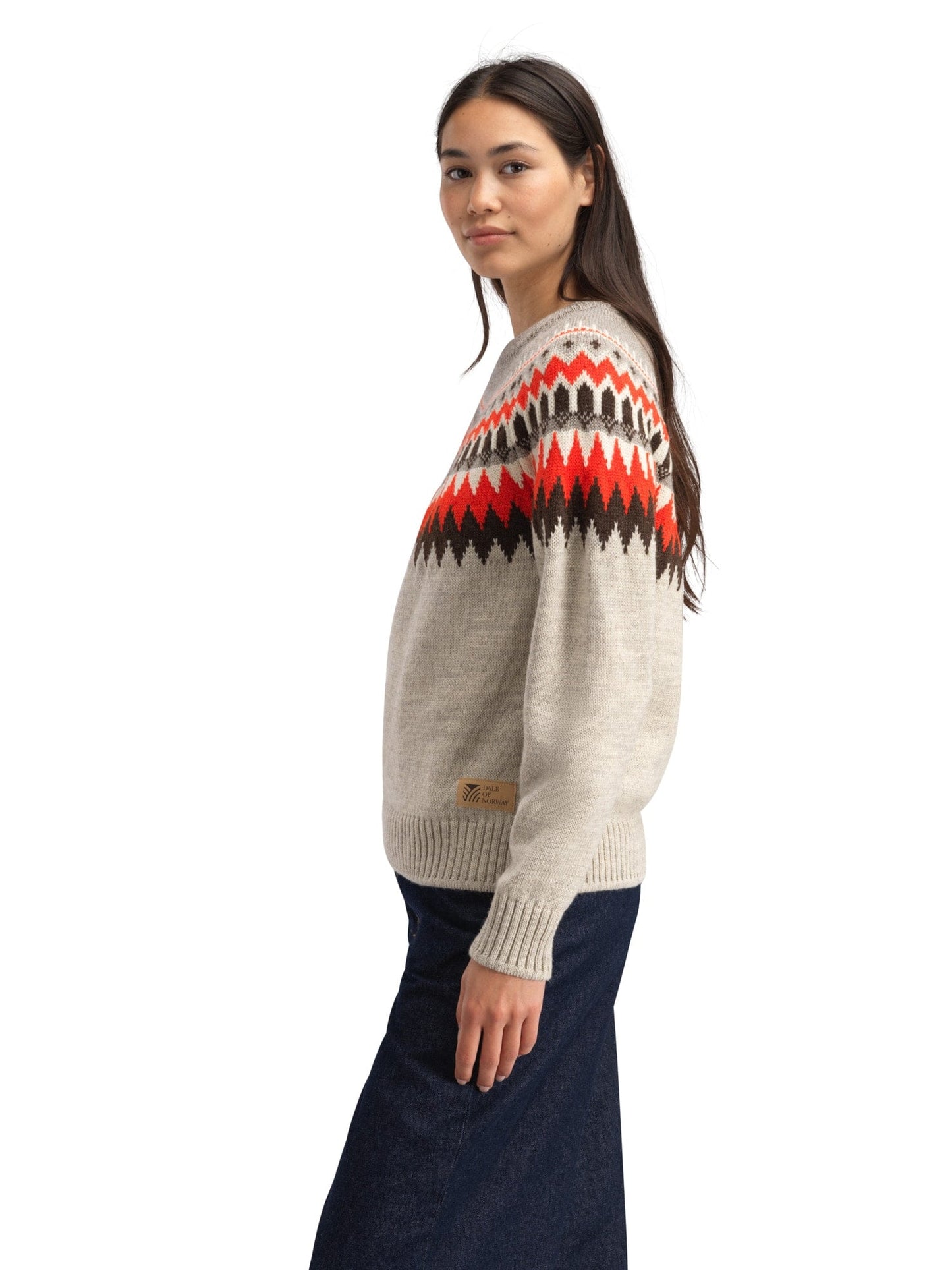 Dale of Norway Losna Women's Sweater Birch Melange Coffee Roth Red
