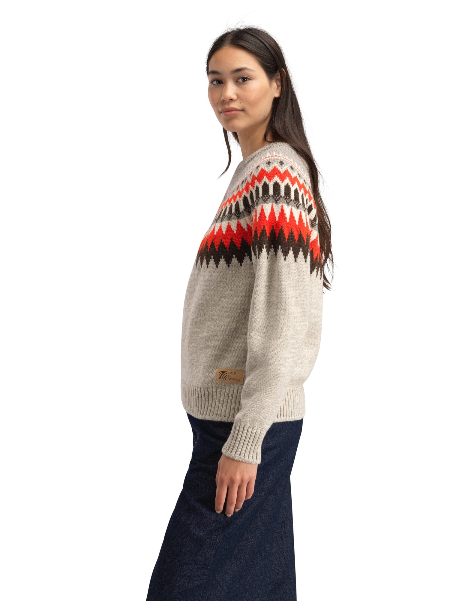 Dale of Norway Losna Women's Sweater Birch Melange Coffee Roth Red