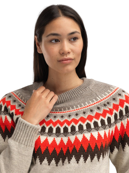Dale of Norway Losna Women's Sweater Birch Melange Coffee Roth Red