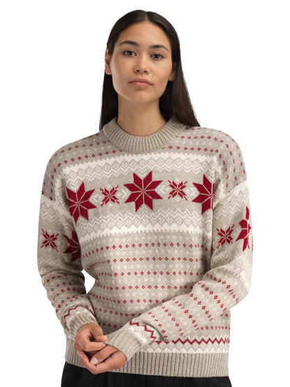 Dale of Norway Egersund Women's Sweater Sand Mel. Off White Red Rose