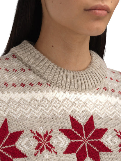 Dale of Norway Egersund Women's Sweater Sand Mel. Off White Red Rose