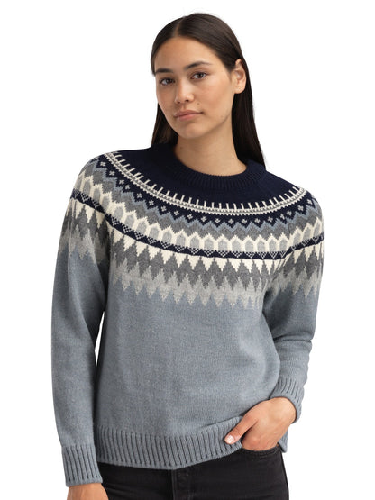 Dale of Norway Losna Women's Sweater Mid Blue Melange Light Charcoal Off White