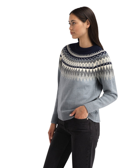 Dale of Norway Losna Women's Sweater Mid Blue Melange Light Charcoal Off White