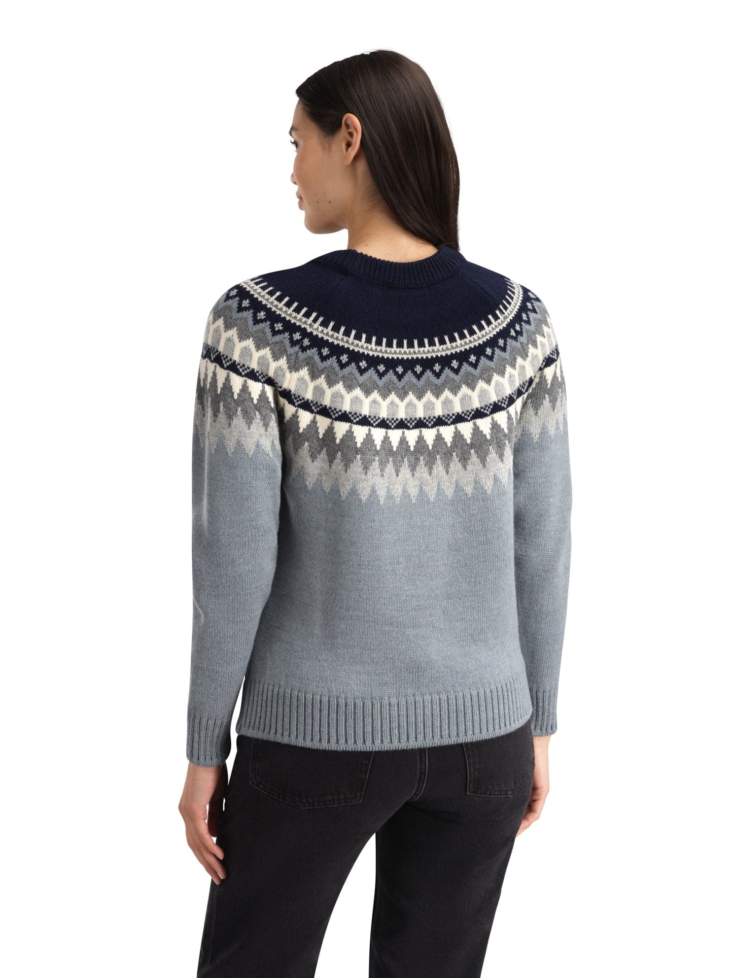 Dale of Norway Losna Women's Sweater Mid Blue Melange Light Charcoal Off White