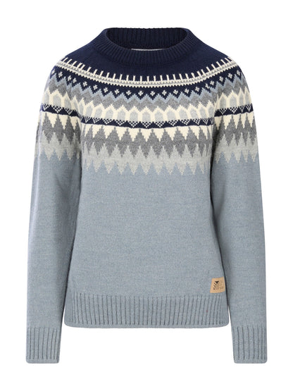 Dale of Norway Losna Women's Sweater Mid Blue Melange Light Charcoal Off White