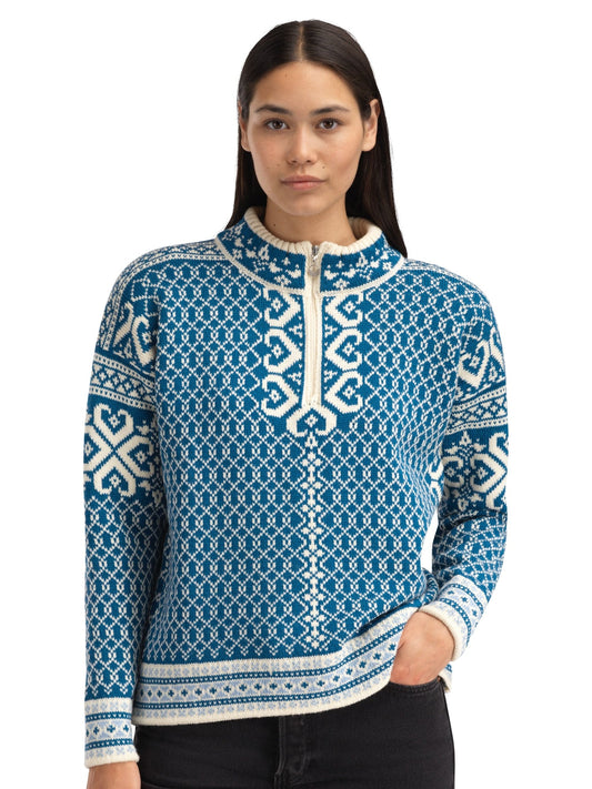 Dale of Norway Leknes Women's Sweater Arctic Blue Off White Navy
