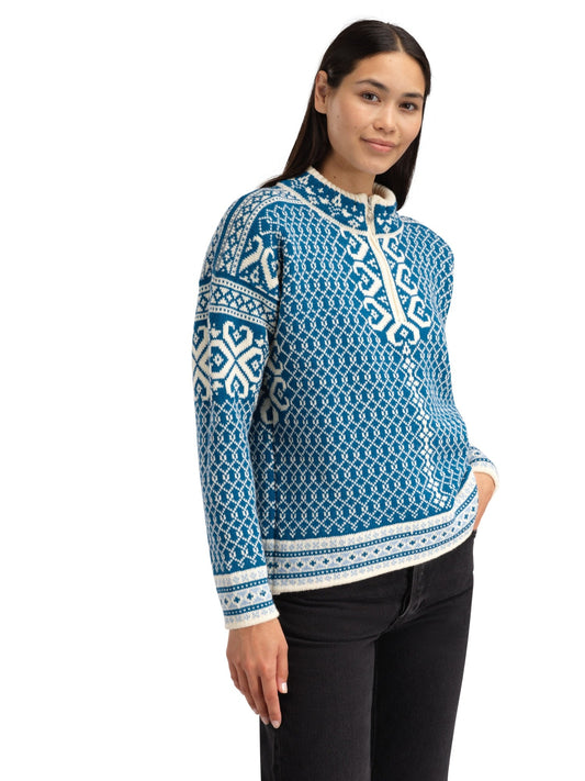 Dale of Norway Leknes Women's Sweater Arctic Blue Off White Navy
