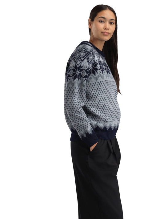 Dale of Norway Vilja Women's Sweater Navy Mid Blue Mel. Steel