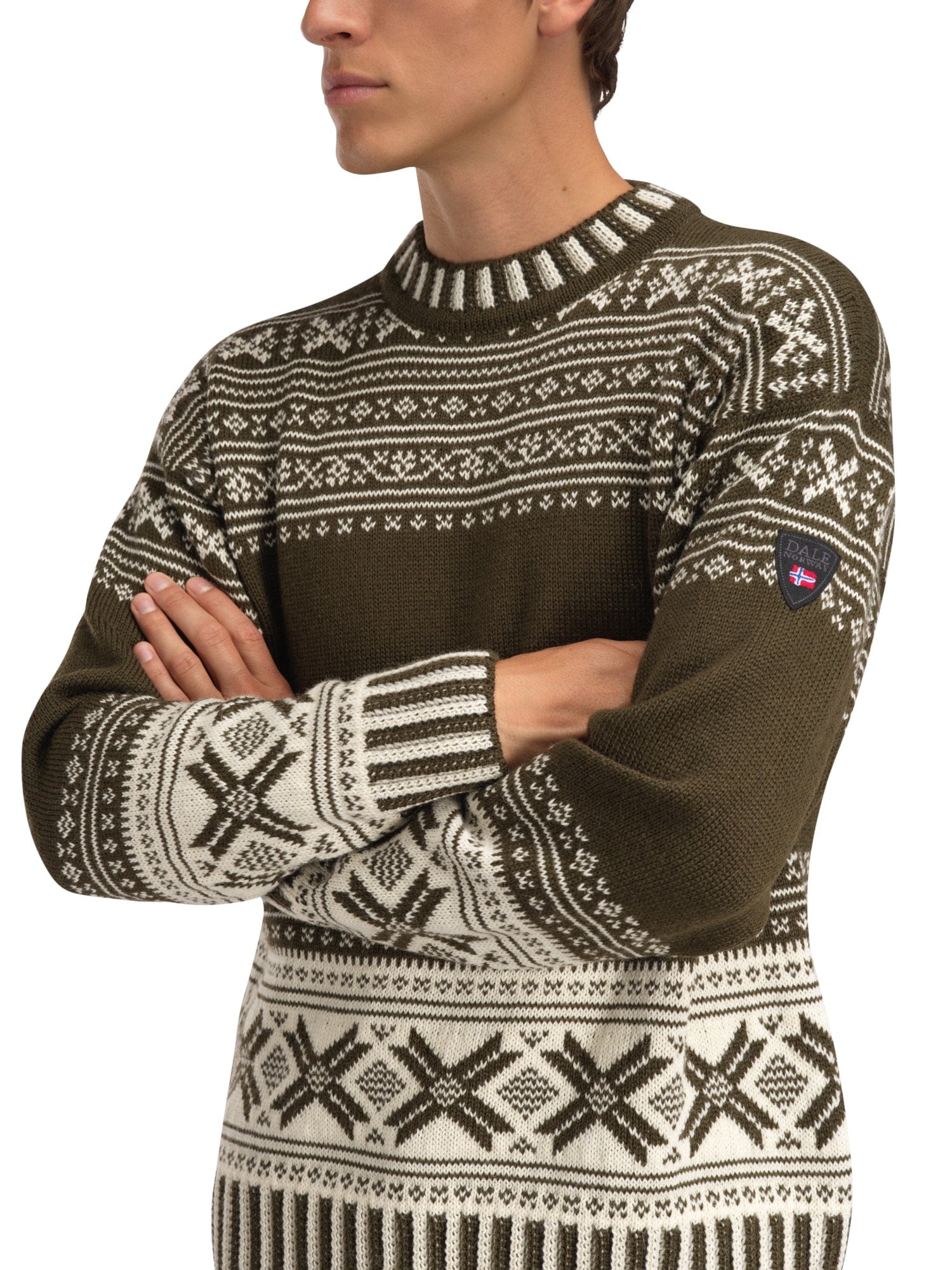 Dale of Norway Torridal Men's Sweater Army Green Off White