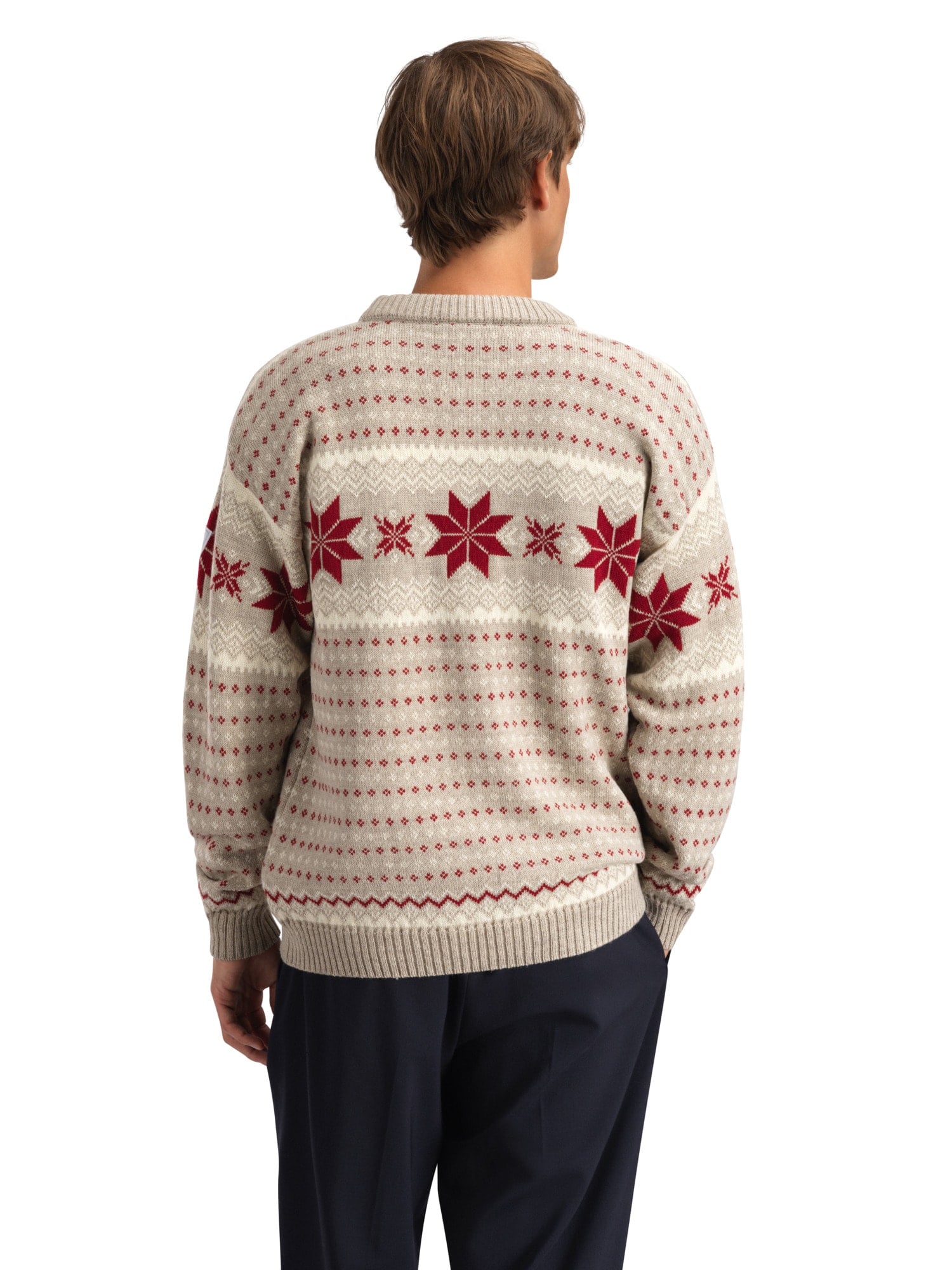 Dale of Norway Egersund Men's sweater Sand Mel. Off White Red Rose
