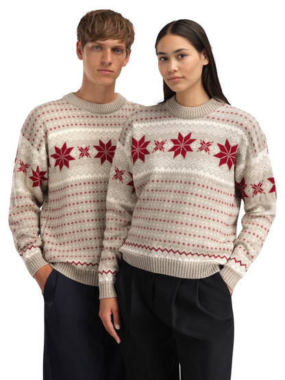 Dale of Norway Egersund Men's sweater Sand Mel. Off White Red Rose