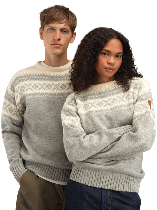 Dale of Norway Cortina 1956 Unisex Sweater - Norwegian Wool Light Charcoal Mel Off-white