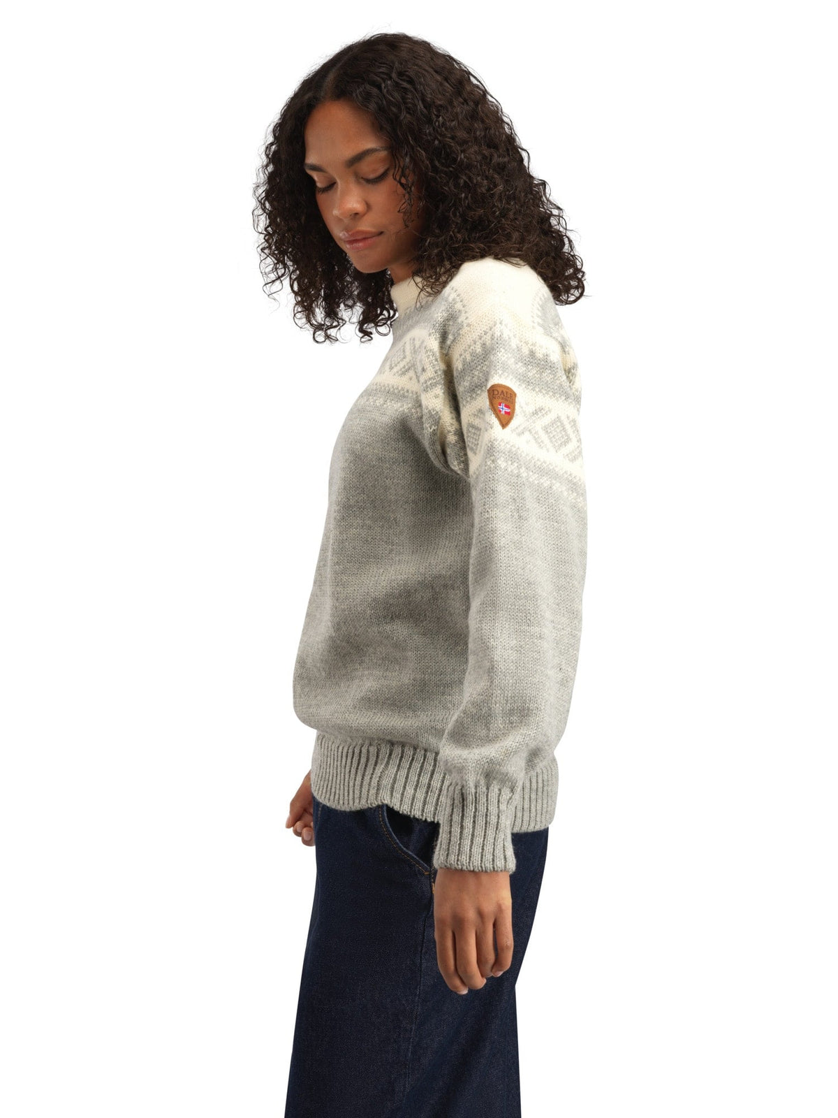 Dale of Norway Cortina 1956 Unisex Sweater - Norwegian Wool Light Charcoal Mel Off-white