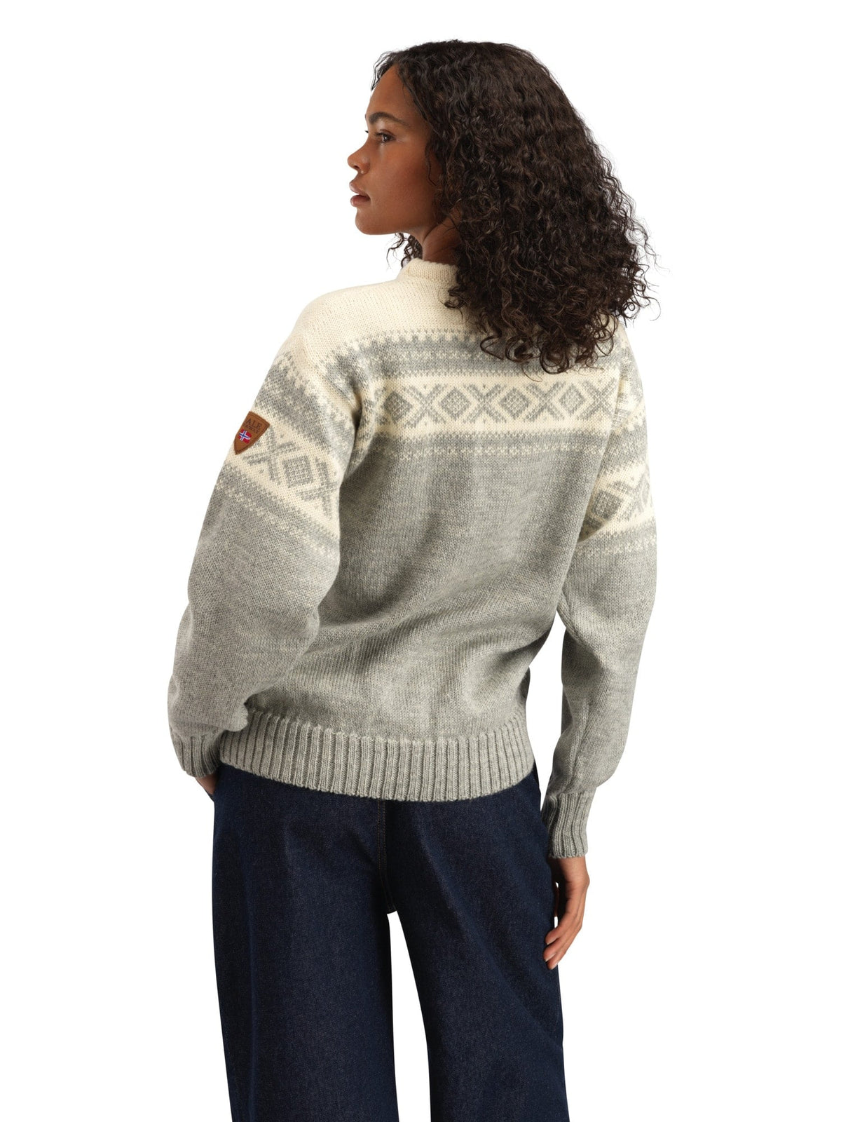 Dale of Norway Cortina 1956 Unisex Sweater - Norwegian Wool Light Charcoal Mel Off-white