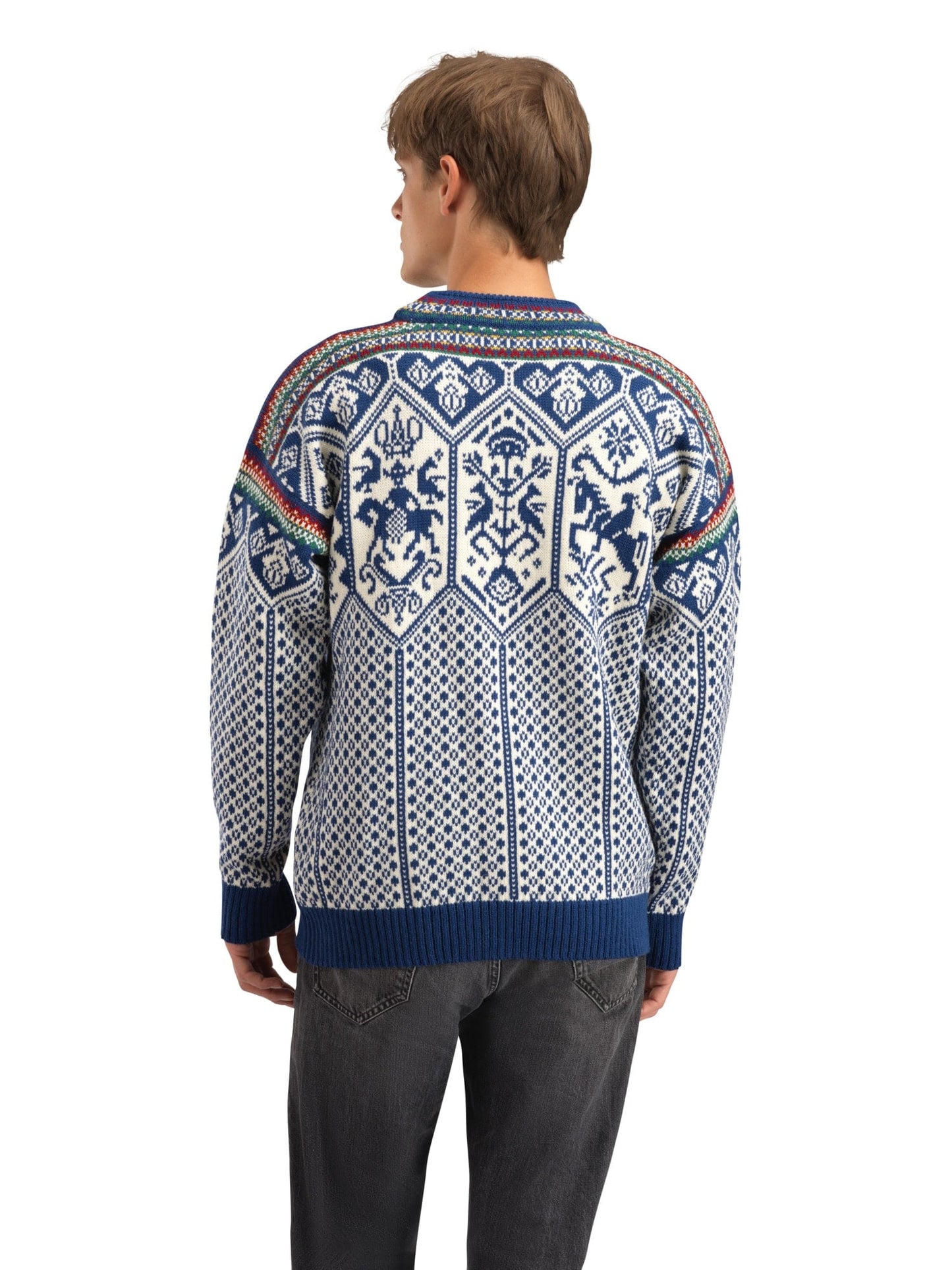 Dale of Norway 1994 Masculine Sweater Indigo Mustard Botttlegreen