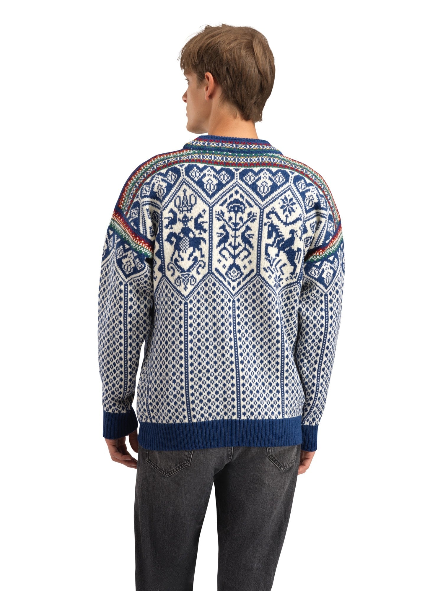 Dale of Norway 1994 Masculine Sweater Indigo Mustard Botttlegreen