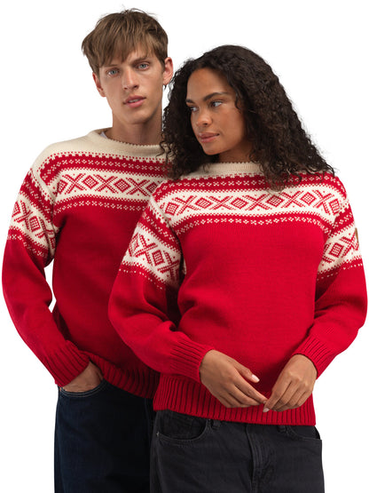 Dale of Norway Cortina 1956 Unisex Sweater - Norwegian Wool Raspberry Off-white