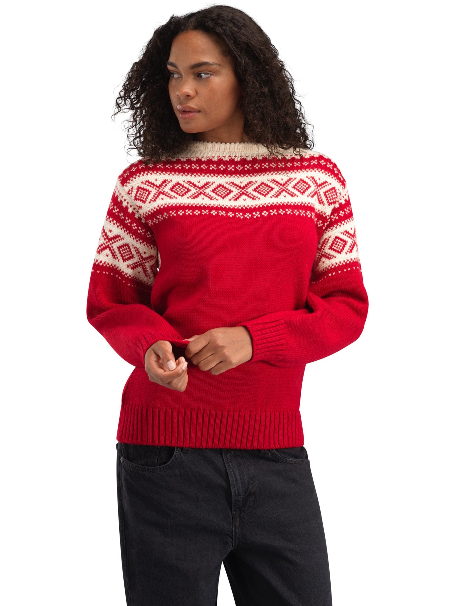 Dale of Norway Cortina 1956 Unisex Sweater - Norwegian Wool Raspberry Off-white