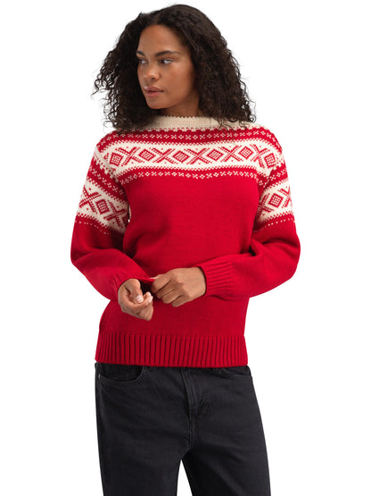Dale of Norway Cortina 1956 Unisex Sweater - Norwegian Wool Raspberry Off-white