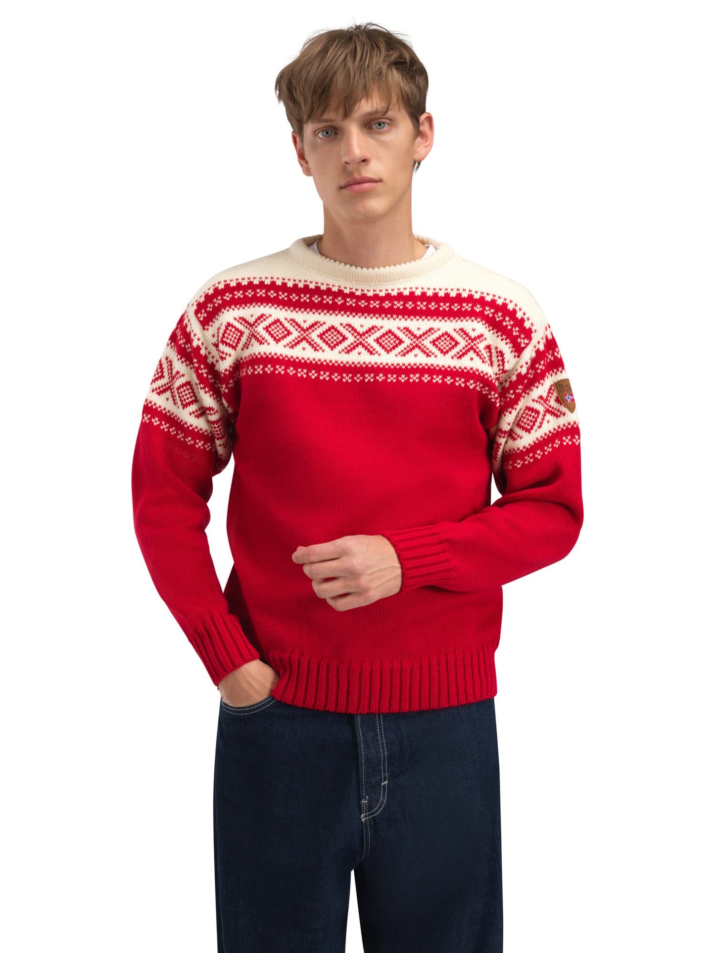 Dale of Norway Cortina 1956 Unisex Sweater - Norwegian Wool Raspberry Off-white