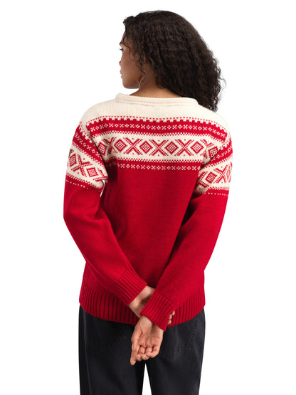 Dale of Norway Cortina 1956 Unisex Sweater - Norwegian Wool Raspberry Off-white