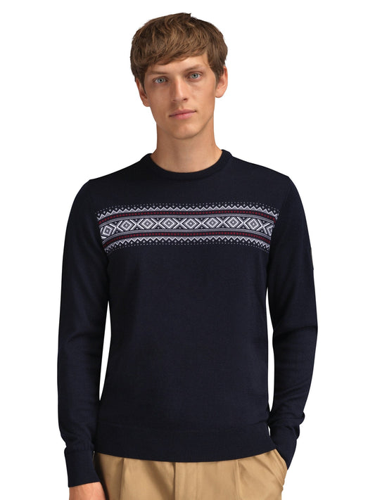 Dale of Norway Sverre Masc Sweater Dark Navy white raspberry