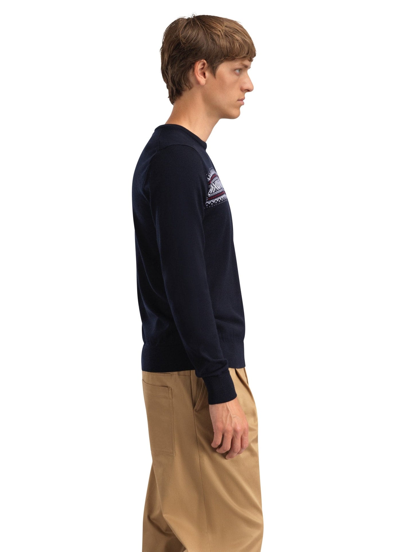 Dale of Norway Sverre Masc Sweater Dark Navy white raspberry