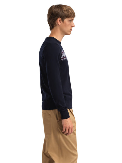 Dale of Norway Sverre Masc Sweater Dark Navy white raspberry
