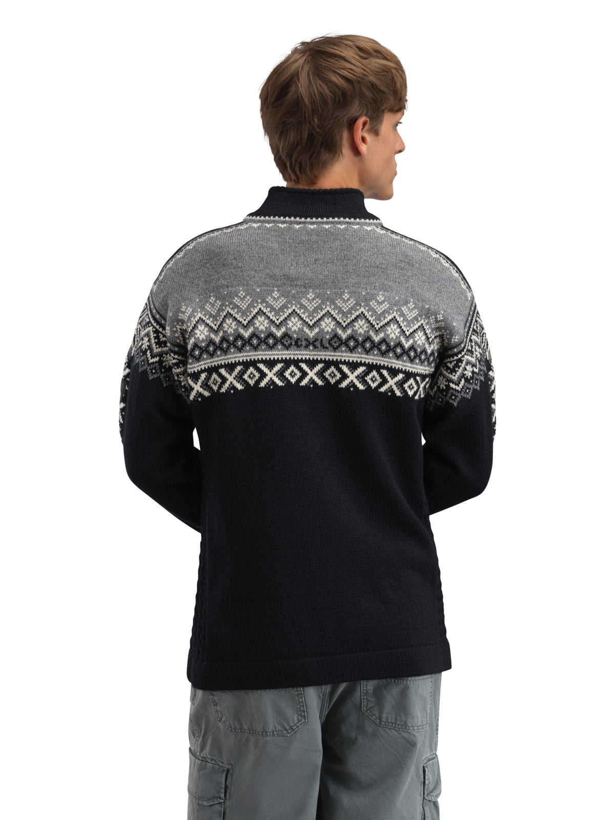 Dale of Norway 140th Anniversary Men’s Sweater - Norwegian Wool BLACK SMOKE OFFWHITE