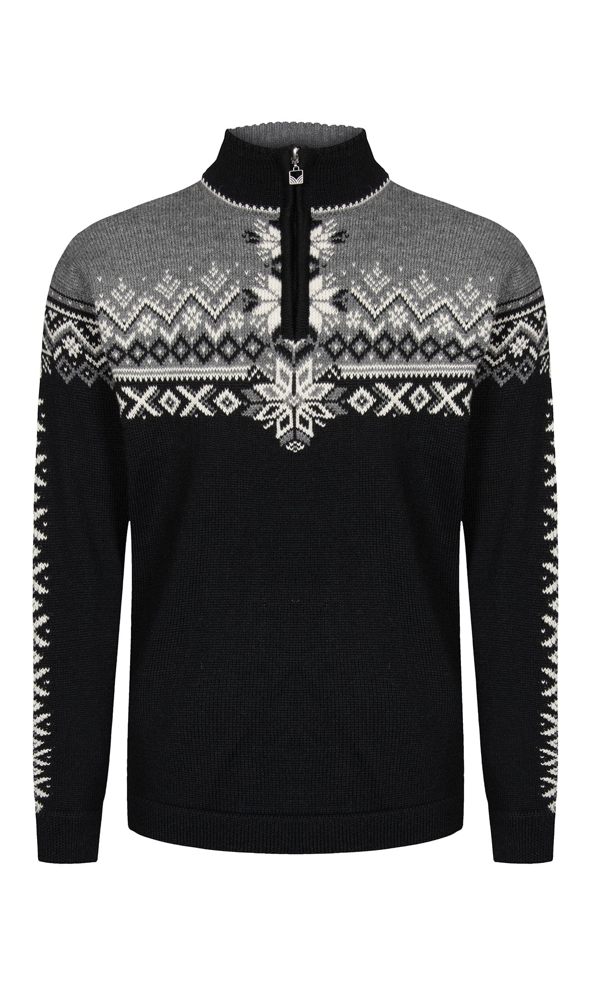 Dale of Norway 140th Anniversary Men’s Sweater - Norwegian Wool BLACK SMOKE OFFWHITE