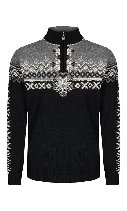 Dale of Norway 140th Anniversary Men’s Sweater - Norwegian Wool BLACK SMOKE OFFWHITE